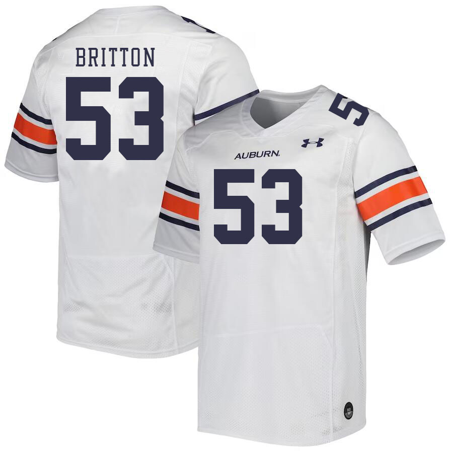 Men #53 Gunner Britton Auburn Tigers College Football Jerseys Stitched-White